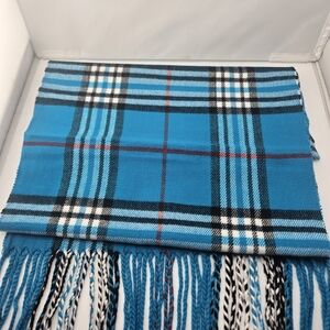 Blue Plaid Women's Scarf 100%